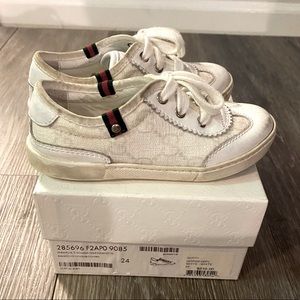 Gently Loved, White Gucci Sneakers, Kids 24